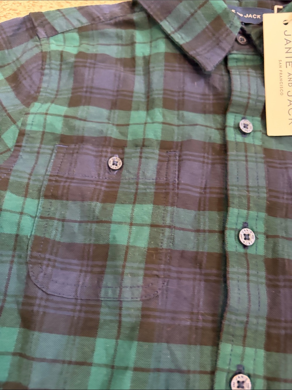 NWT Janie & Jack Blackwatch Plaid Button-Down Shirt, 10 - Picture 2 of 8